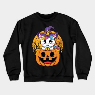 Cute Unicorn WItchy Jack O Lantern Pumpkin Halloween Crewneck Sweatshirt